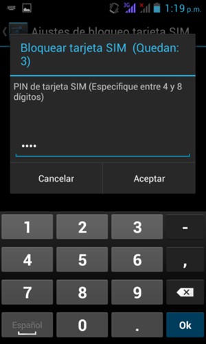 Introduzca su PIN de tarjeta SIM y seleccione Aceptar