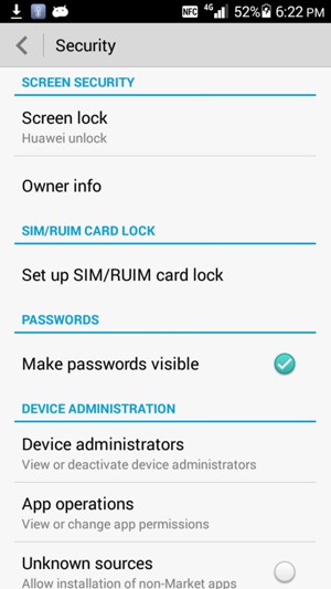 Select Screen lock
