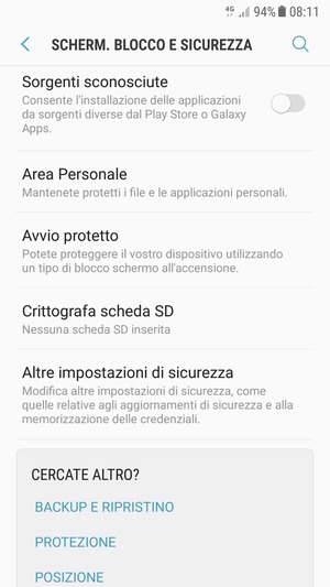 Scorri e seleziona Altre impostazioni di sicurezza