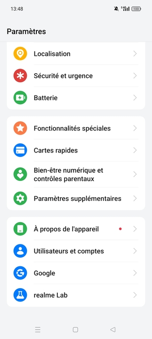 Faites défiler et sélectionnez À propos de l'appareil