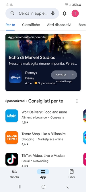 Seleziona la barra di ricerca