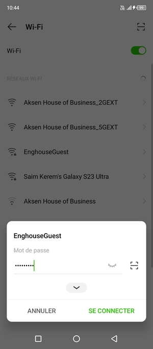 Saisissez le mot de passe du Wi-Fi et sélectionnez SE CONNECTER