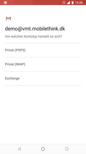 Wählen Sie Privat (POP3) oder Privat (IMAP)