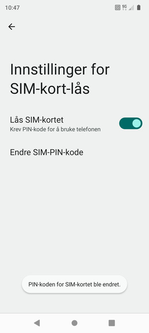 Din PIN-kode for SIM-kort er endret
