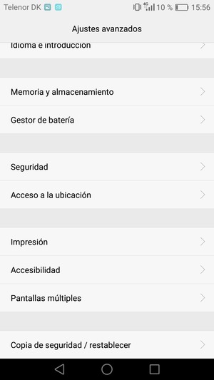 Desplácese y seleccione Copia de seguridad / restablecer