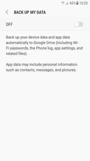 Turn on Back up my data