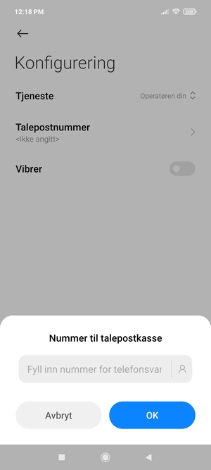 Skriv inn Talepostnummer og velg OK
