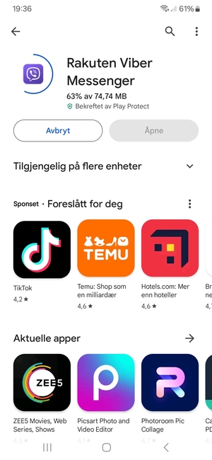 Vent til installasjonen er ferdig