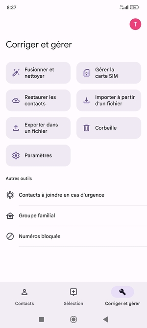 Sélectionnez Gérer la carte SIM