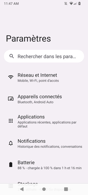 Sélectionnez Réseau et Internet