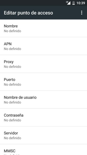 Introduzca la información de MMS