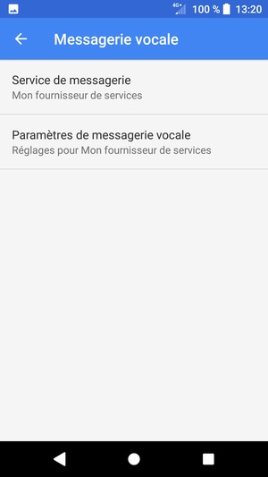 Sélectionnez Paramètres de messagerie vocale