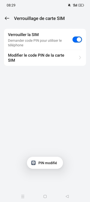 Votre Code PIN de la carte SIM a été modifié