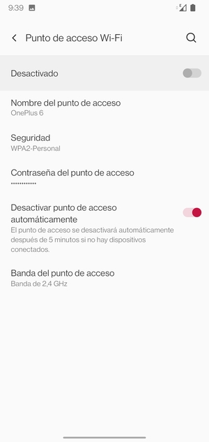 Seleccione Contraseña del punto de acceso