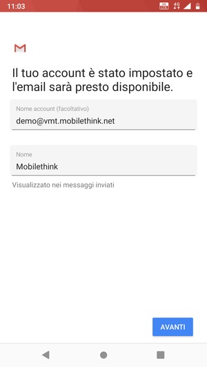 Scegli un nome per il tuo account e inserisci il tuo nome. Seleziona AVANTI