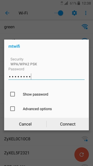Enter the Wi-Fi password and select Connect
