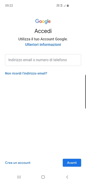 Inserisci il tuo indirizzo Gmail e seleziona Avanti