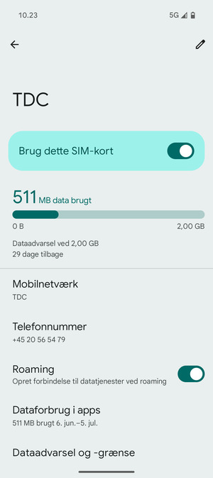 Slå Roaming til eller fra