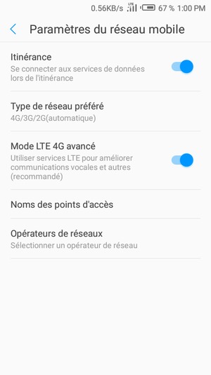 Activer ou désactiver Itinérance
