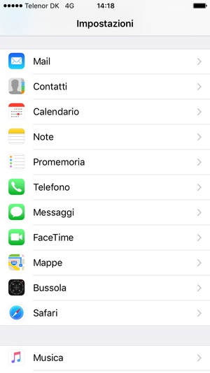 Scorri e seleziona Mail