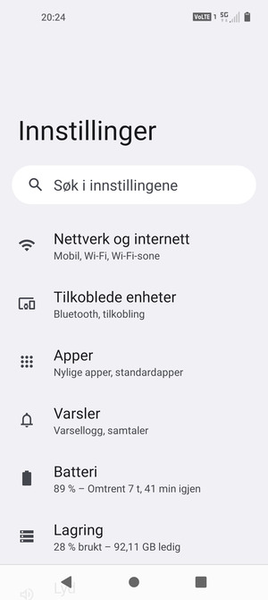 Velg Nettverk og internett