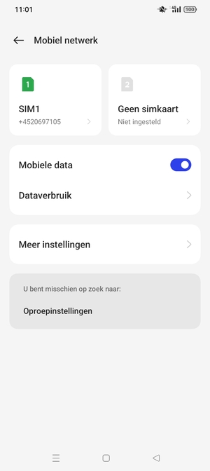 Selecteer SIM1 of SIM2