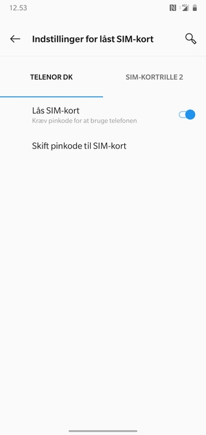Vælg Public og Skift pinkode til SIM-kort