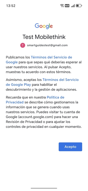 Seleccione Acepto