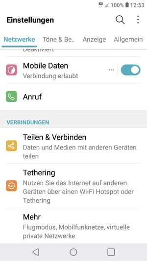Scrollen Sie und wählen Sie Mehr
