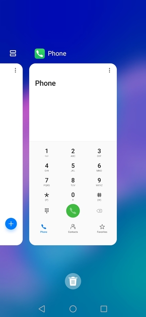 Select the Delete  icon to close all running apps