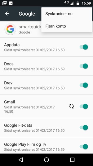 Vælg Synkroniser nu