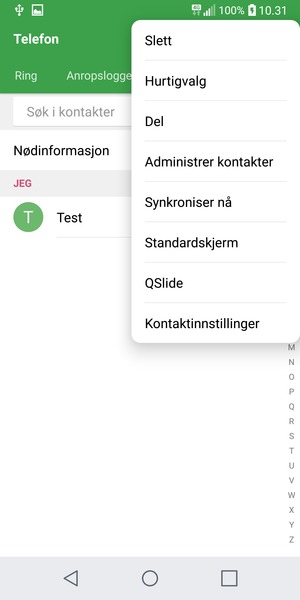 Velg Administrer kontakter