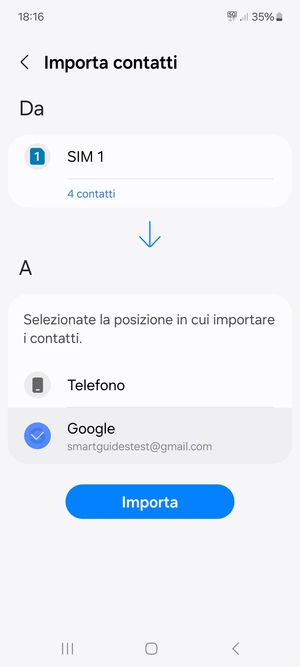 Seleziona Importa