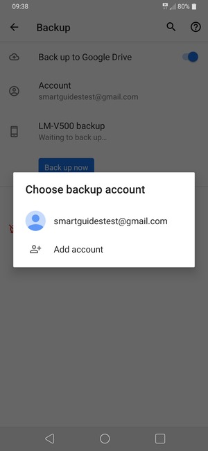 Select your backup account