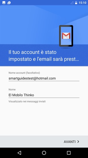Scegli un nome per il tuo account e inserisci il tuo nome. Seleziona AVANTI