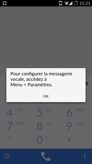 Si votre messagerie vocale n'est pas configurée, sélectionnez OK