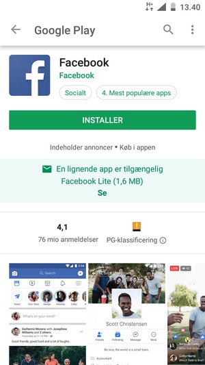 Vælg INSTALLER