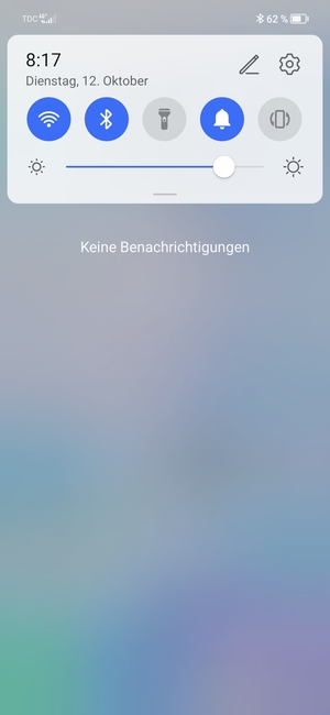 Ziehen Sie erneut das obere Menü nach unten