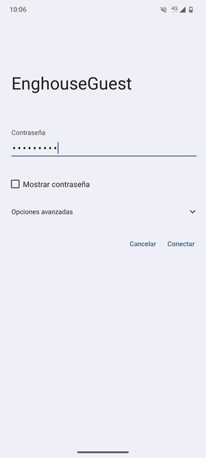 Introduzca la contraseña de Wi-Fi y seleccione Conectar