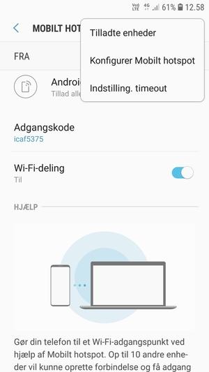 Vælg Konfigurer Mobilt hotspot