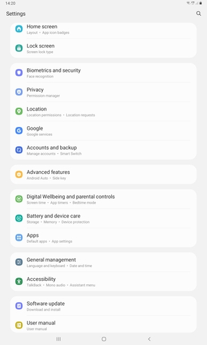 Scroll to and select Biometrics and security