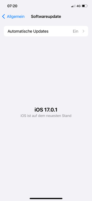 Falls Ihr iPhone aktualisiert ist, wird Ihnen der folgende Bildschirm angezeigt.