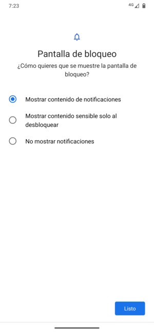 Seleccione la opción deseada y seleccione Listo