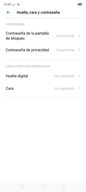 Seleccione Contraseña de la pantalla de bloqueo