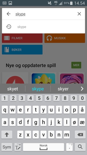 Skriv inn applikasjonsnavnet og velg Søk
