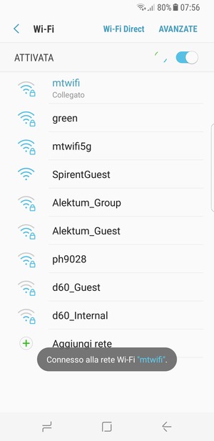 Ora sei connesso alla rete Wi-Fi