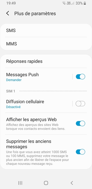 Sélectionnez SMS