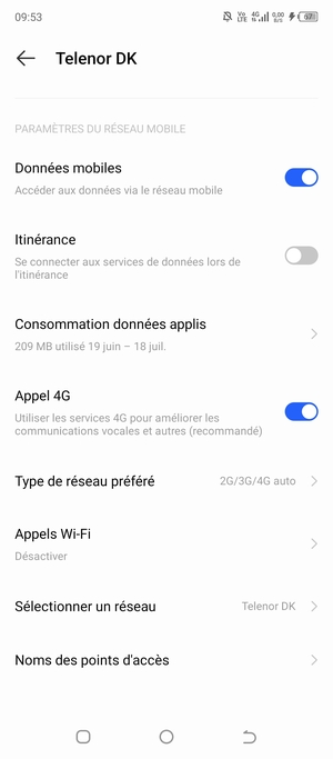 Faites défiler et sélectionnez Noms des points d'accès