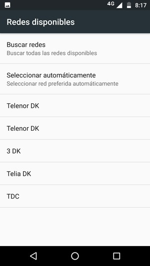 Seleccione un operador de red de la lista