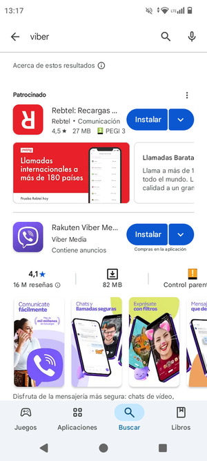 Seleccione la aplicación